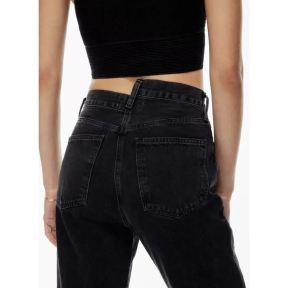 NEW AGOLDE Double Criss Cross Jeans Shambles Black Straight Leg 24 Revolve